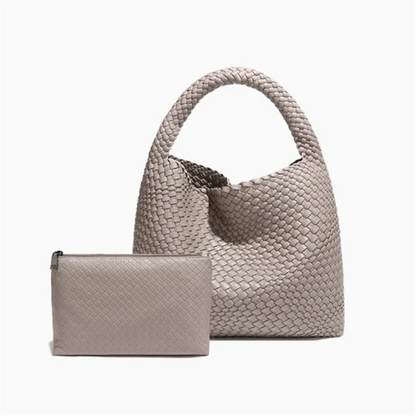 Chic Large Capacity Weave Tote Bag Soft Leather Intrecciato Handbag Shoulder Bags Women S Work
