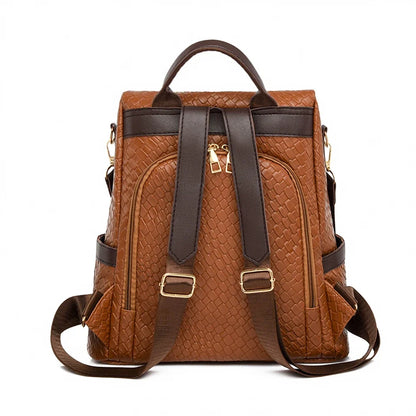Designer PU Leather Backpack for Women – Large Capacity Travel Bag