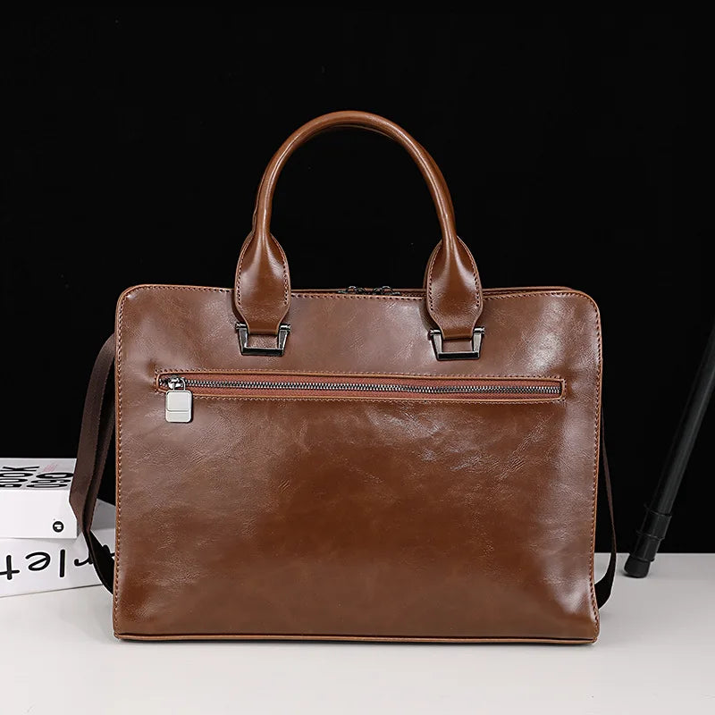 Men S Briefcase Horizontal Style One Shoulder Sling Business Computer Storage