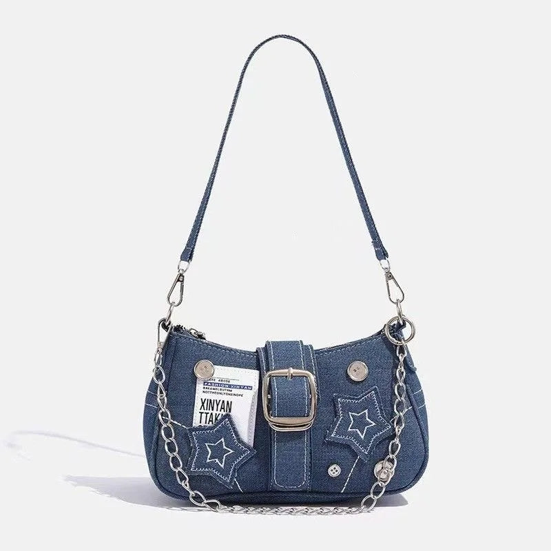 Y2K Star Denim Shoulder Bag for Women