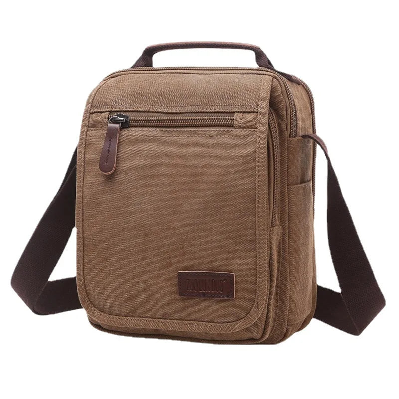 Canvas Men S Cross-Body Bag Korean Version One Shoulder Carry Multiple Pockets Document Large