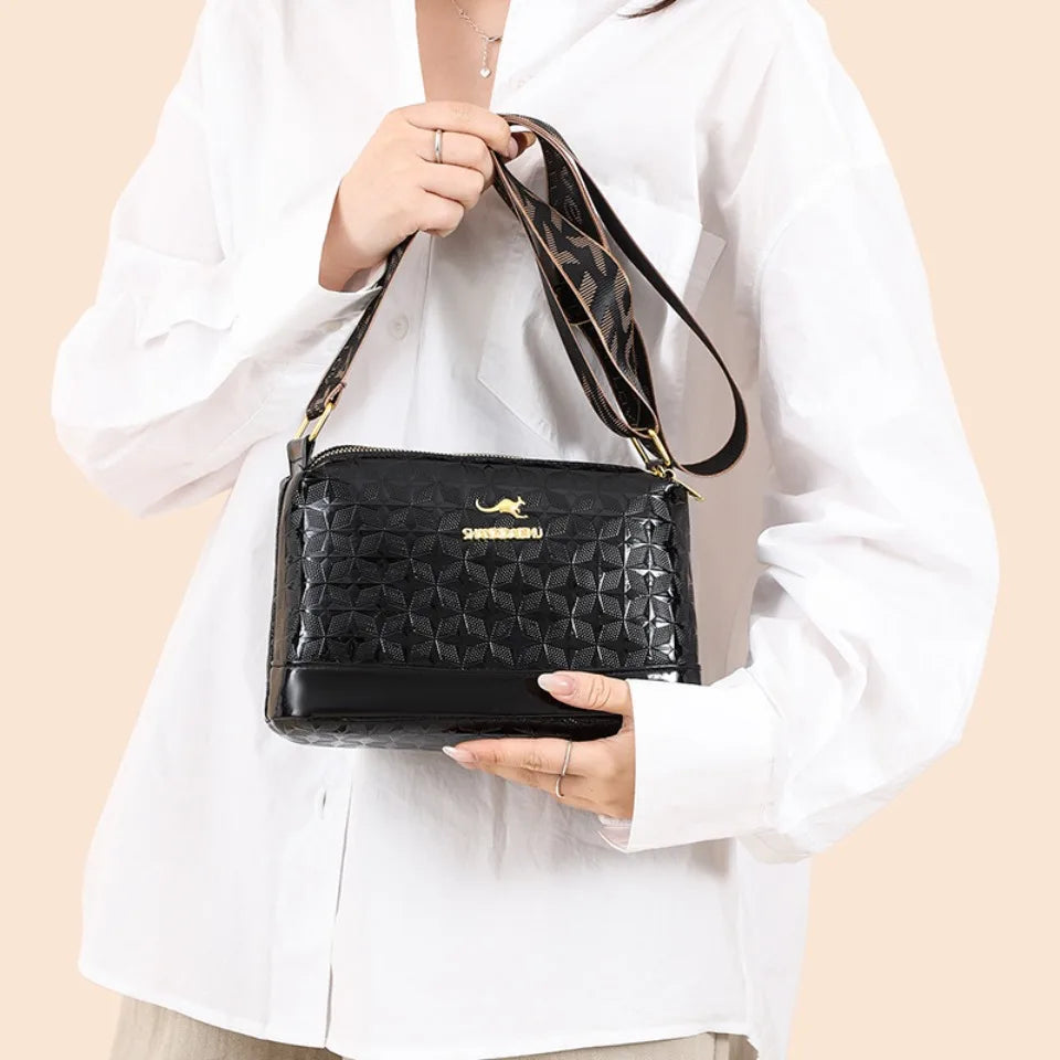 Patent Leather Crossbody Bag – Women's 3-Layer Designer Purse