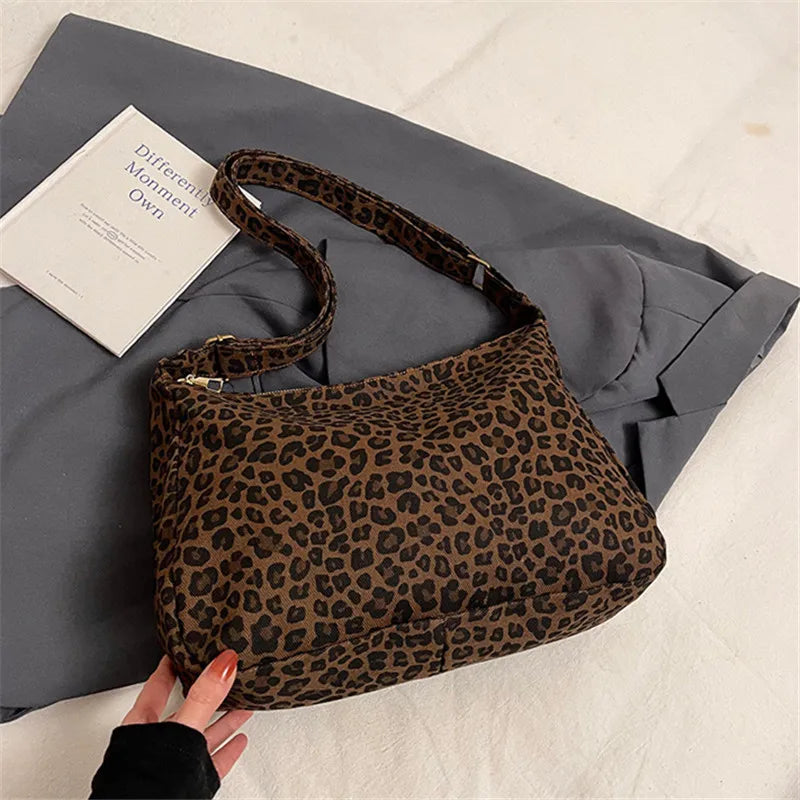 Chic Leopard Print Hobo Bag Soft Tote Shoulder Bags Adjustable Strap - Soft