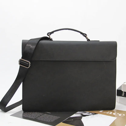 13-Inch Laptop Bag Pu Leather Retro Handbag Briefcase Simple Spacious Single-Shoulder Crossbody Bag