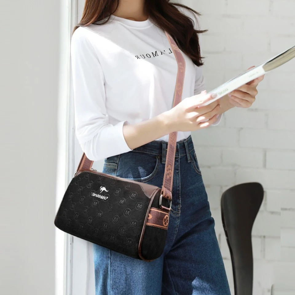 Luxury Monogram Crossbody Bag for Women – PU Leather Shoulder Messenger Bag