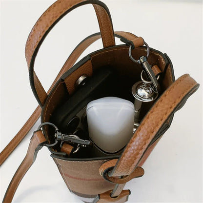 Retro Crossbody Bags Women Stylish Plaid Phone Purse Keys Bag