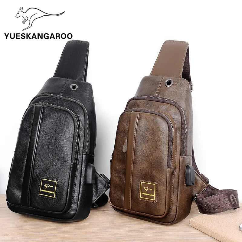 Men S Crossbody Bag Multi-Layer Large Capacity Waterproof Single Shoulder Diagonal Cross Backpack