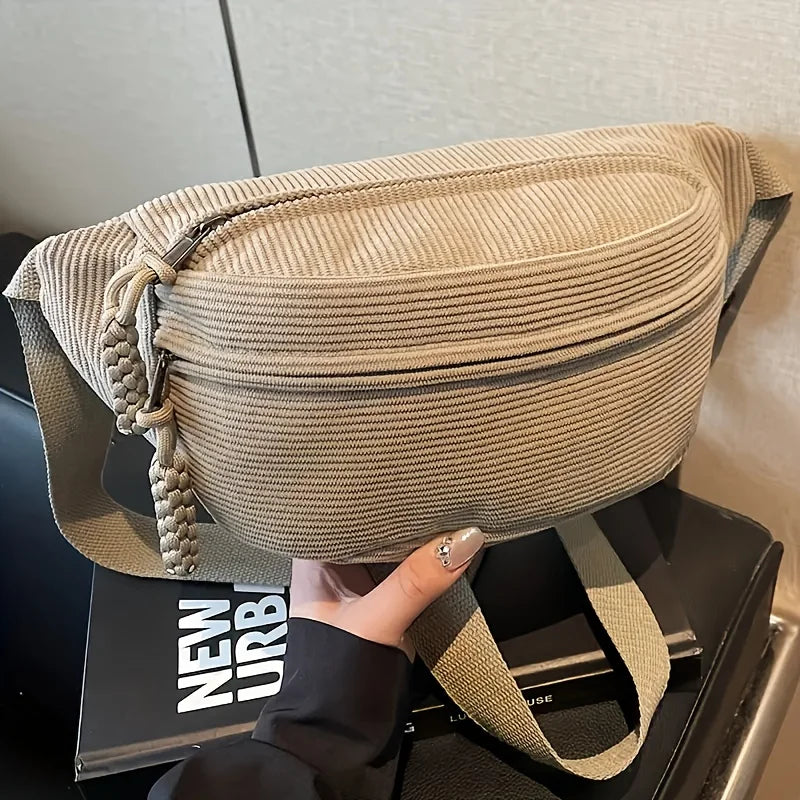 Corduroy Crossbody Bag – Fluffy Shoulder Purse for Women & Men