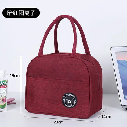 Simple Zipper Insulation Bag Aluminum Foil Thickened Lunch Box Handheld Double Bento Student - Thick