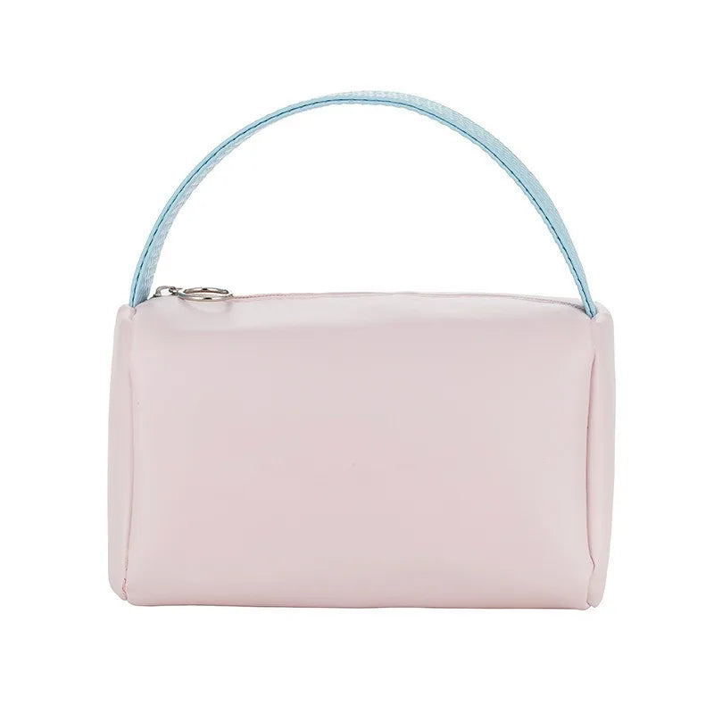 Waterproof PU Leather Makeup Bag – Portable Cosmetic Organizer with Handle