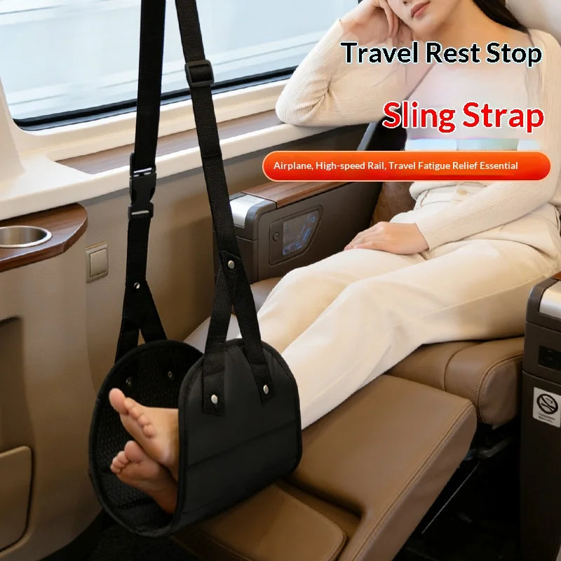 Homefish Airplane Footrest Adjustable Strap Portable Hammock Leg Rest