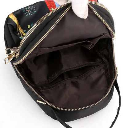 Mini Crossbody Backpack for Women – Printed Oxford Shoulder Bag