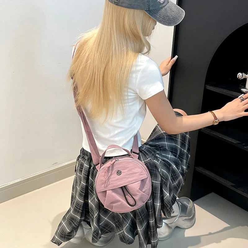 Waterproof Round Crossbody Bag – Lightweight Nylon Shoulder Purse
