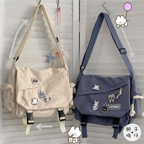 Large Capacity Crossbody Bag – Harajuku Badge Messenger Bag for Students