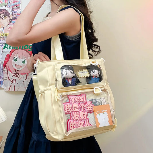 Anime Ita Shoulder Bag – Clear Badge Display & Doll Storage