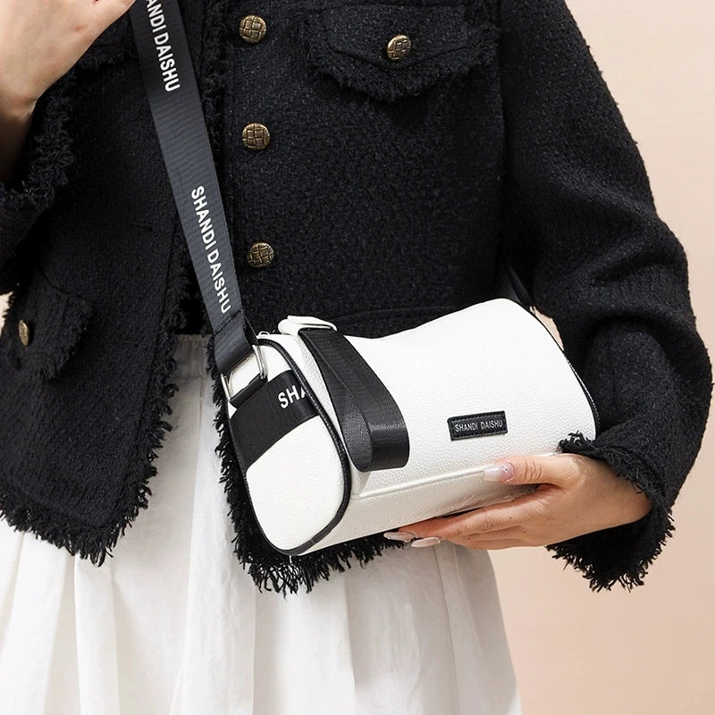 Women's Pillow Crossbody Bag – Soft Leather Shoulder Bag with Wide Strap