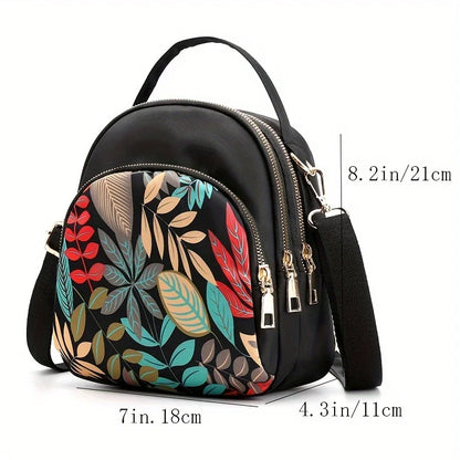 Multi Layer Crossbody Bag Mini Dome Handbag Ethnic Style Pattern Backpack Women