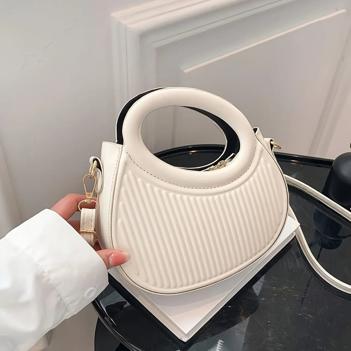 Striped Leather Crossbody Bag for Women – Luxury Look