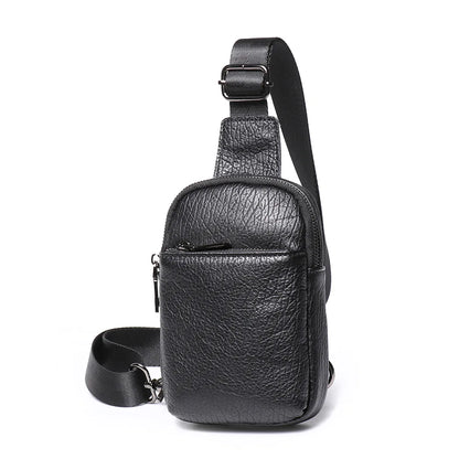 Retro Genuine Leather Men S Chest Bag Cowhide Crossbody Mini Phone Storage