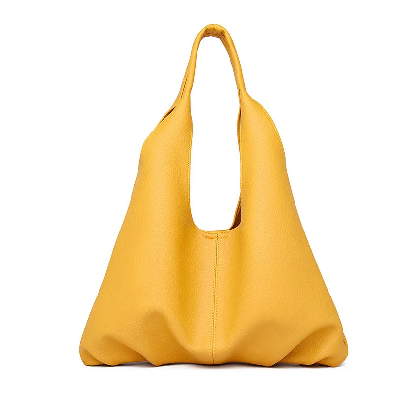 Oversized Soft Leather Hobo Tote Bag Spacious Stylish Versatile Handbag Armpit Shoulder Bags
