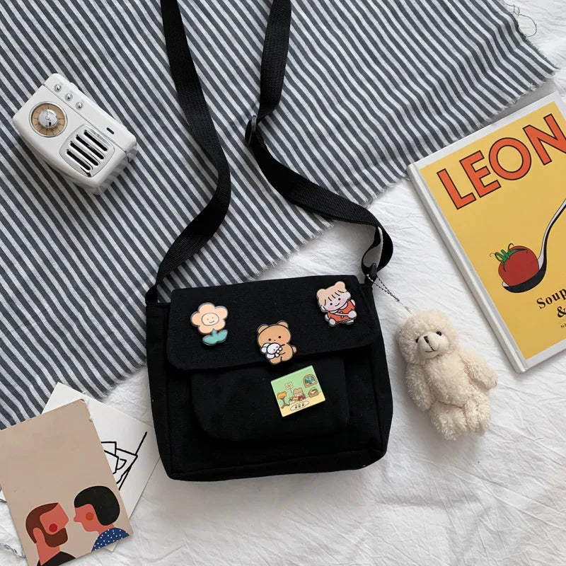 Cute Small Canvas Bag Female Crossbody Bags Girls Women Handbags Shoulder Ladies Cellphone Diagonal