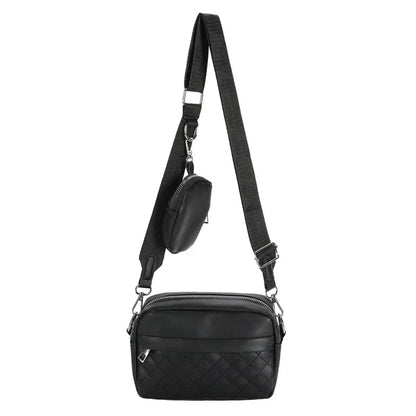 Quilted Shoulder Bag Casual Zipper Crossbody Bag Pu Square Bag Small Purse