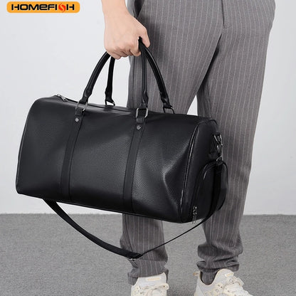 Homefish Pu Waterproof Fitness Sports Bag Retro Large Capacity Duffle Motorcycle Training Short