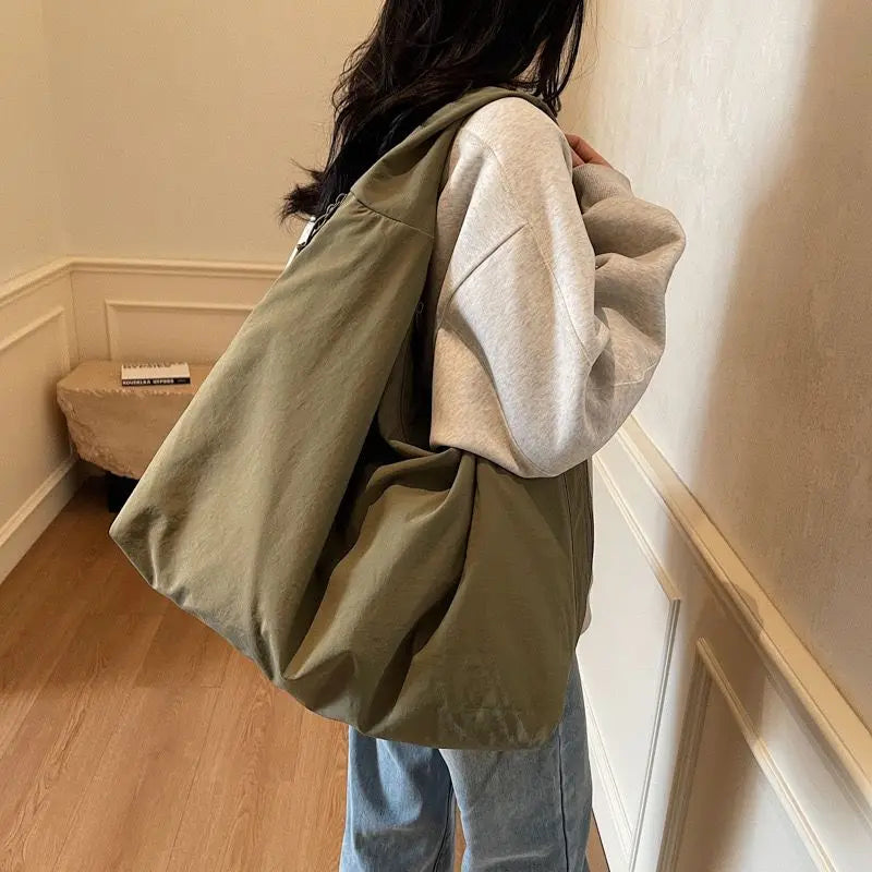 Nylon Tote Bag for Women – Large Casual Shoulder Bag with Zipper