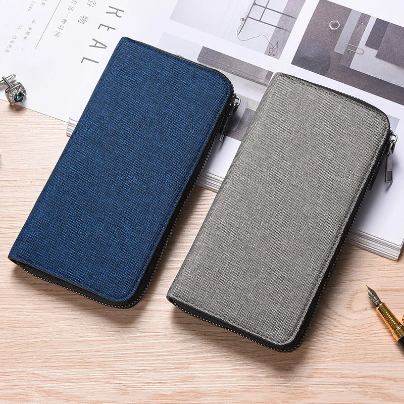Canvas Wallet Men S Long Simple Zipper Holding Large Capacity Multi-Function Mobile Phone Storage