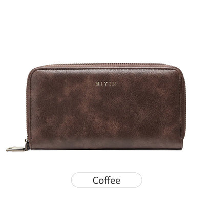 Rfid Anti-Theft Brush Ladies Purse Double Zipper Large Capacity Long Retro Hand
