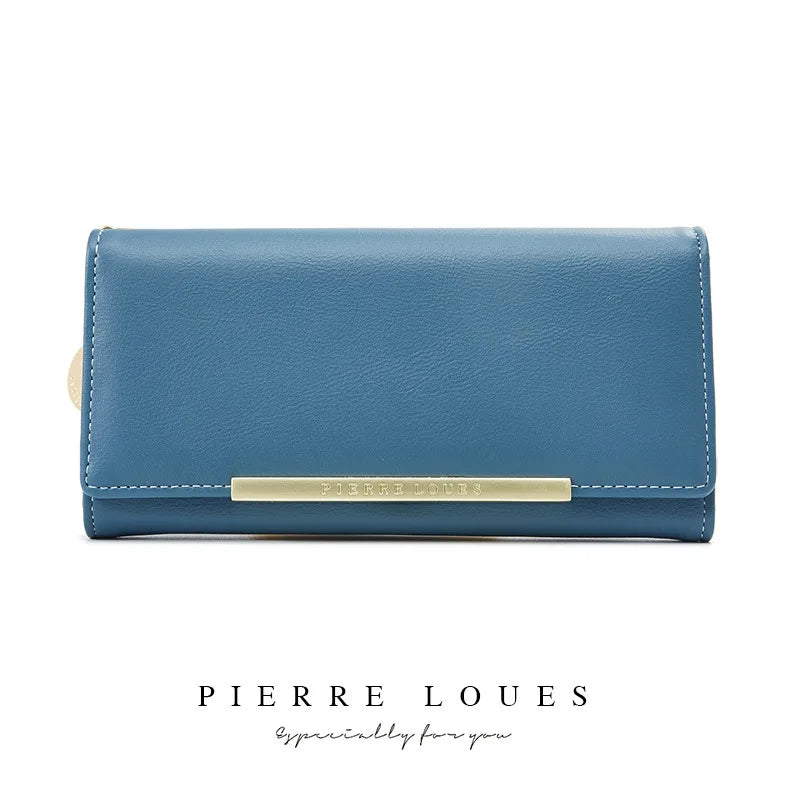 Women S Long Purse Pure Color Simple Large Capacity Mobile Phone Storage Multi-Function Hand