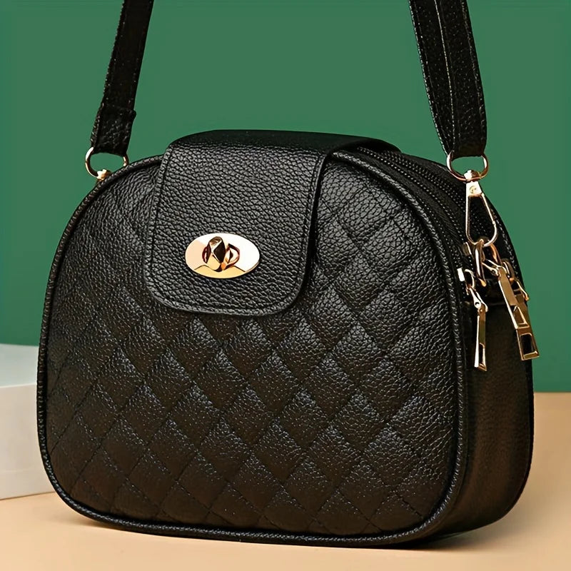 Quilted Crossbody Bag for Women – Vintage Lock Shoulder Purse