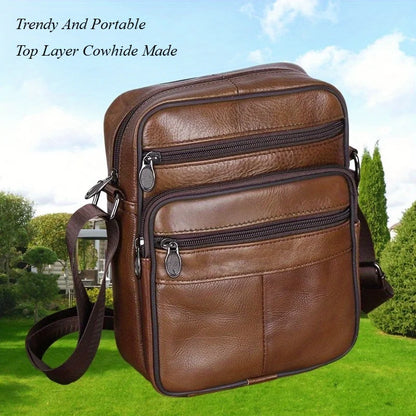 Genuine Leather Crossbody Bag for Men – Unisex Business Shoulder Bag