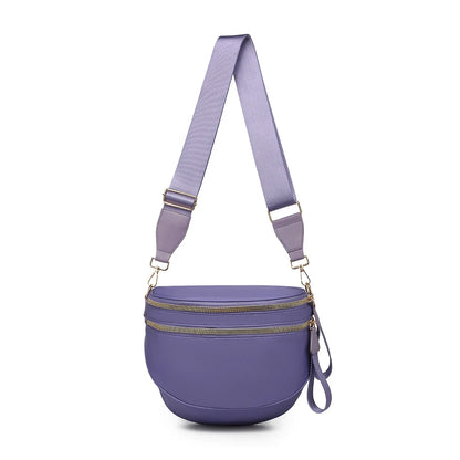 Checkered Saddle Crossbody Bag – Dual Zipper Shoulder & Waist Pack for Women