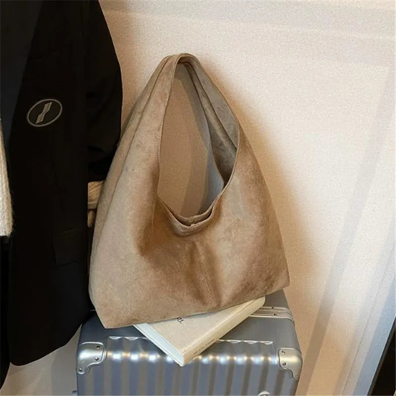 Suede Tote Bag for Women – Large Capacity Faux Suede Shoulder Handbag