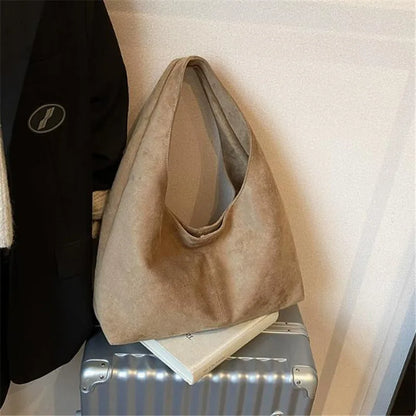 Suede Tote Bag for Women – Large Capacity Faux Suede Shoulder Handbag