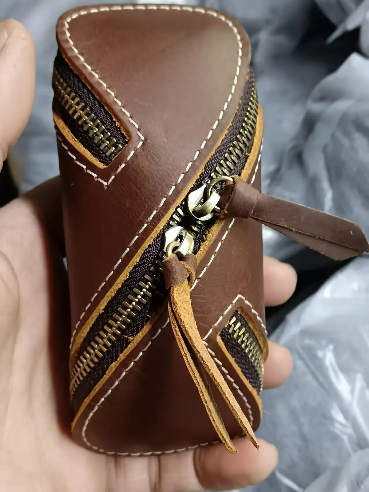 Creative Vintage Crazy Horse Leather Key Bag Zipper Card Senior Men S Women
