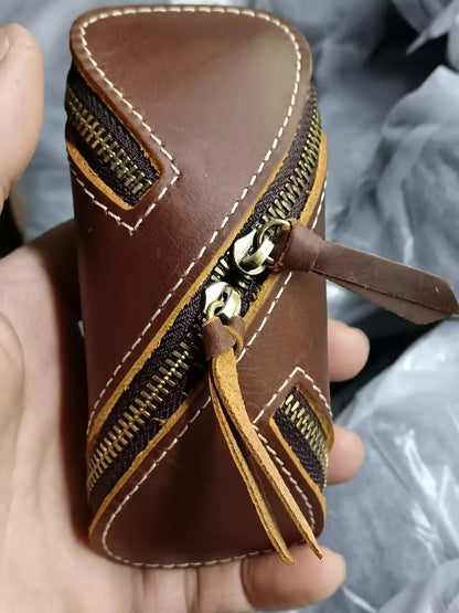 Creative Vintage Crazy Horse Leather Key Bag Zipper Card Senior Men S Women