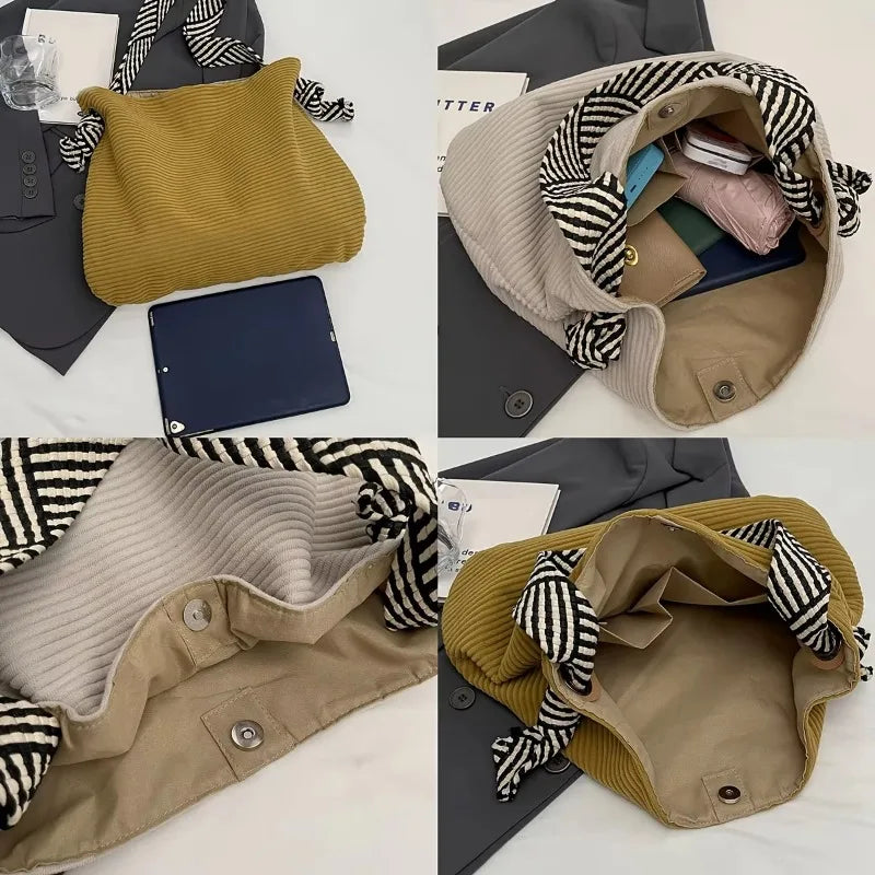 Velvet Shoulder Bag for Women – Soft Wide Strap Casual Handbag