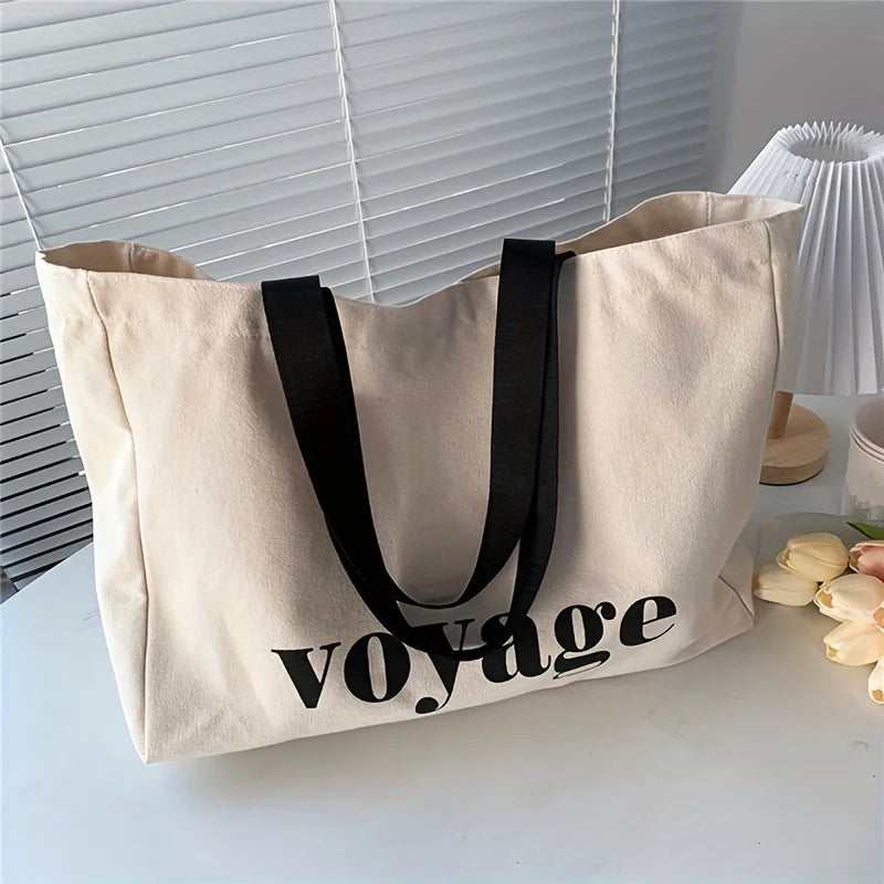 Voyage Canvas Tote Bag – Large Women's Shoulder Bag for Travel & Shopping
