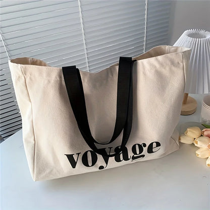 Voyage Canvas Tote Bag – Large Women's Shoulder Bag for Travel & Shopping