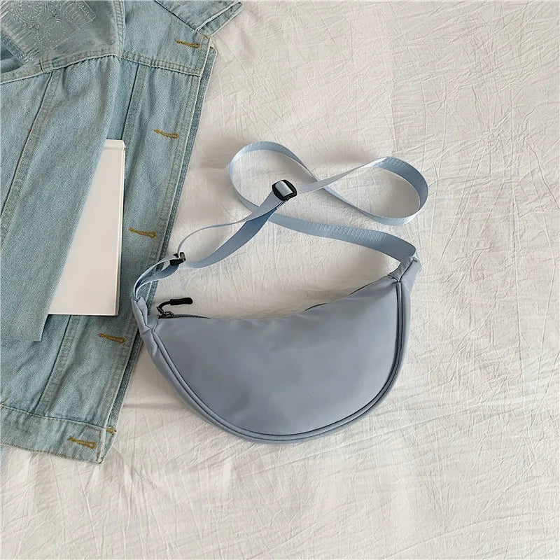 Homefish Women S Nylon Large-Capacity Dumpling Shoulder Bag Solid Color Simple Casual Handbag Daily