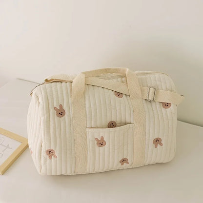 Quilted Embroidery Duffle Bag – Cute Lightweight Mommy Tote