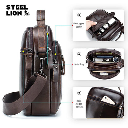 Men S Crossbody Bag Waterproof Retro Head Layer Cowhine Large Capacity Business Hand Lading Shoulder
