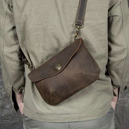 Handcrafted Retro Crazy Horse Leather Single-Shoulder Bag Genuine Leather Multi-Functional Men S