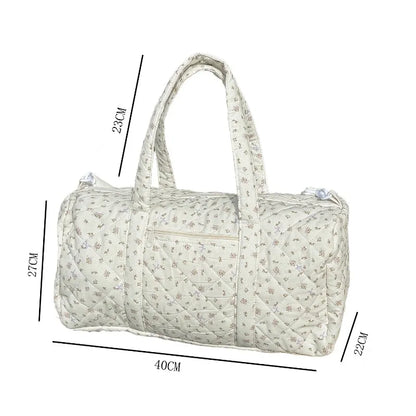 Quilted Floral Duffle Bag with Detachable Shoulder Strap