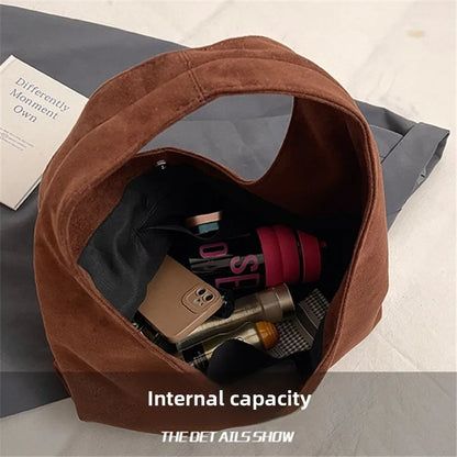 Suede Leather Hobo Tote Bag – Large Capacity Women's Shoulder Handbag