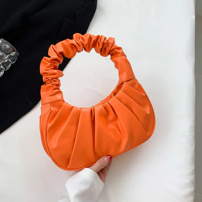 Ruched Hobo Bag Soft Cloud Handbag with Pleated Handle