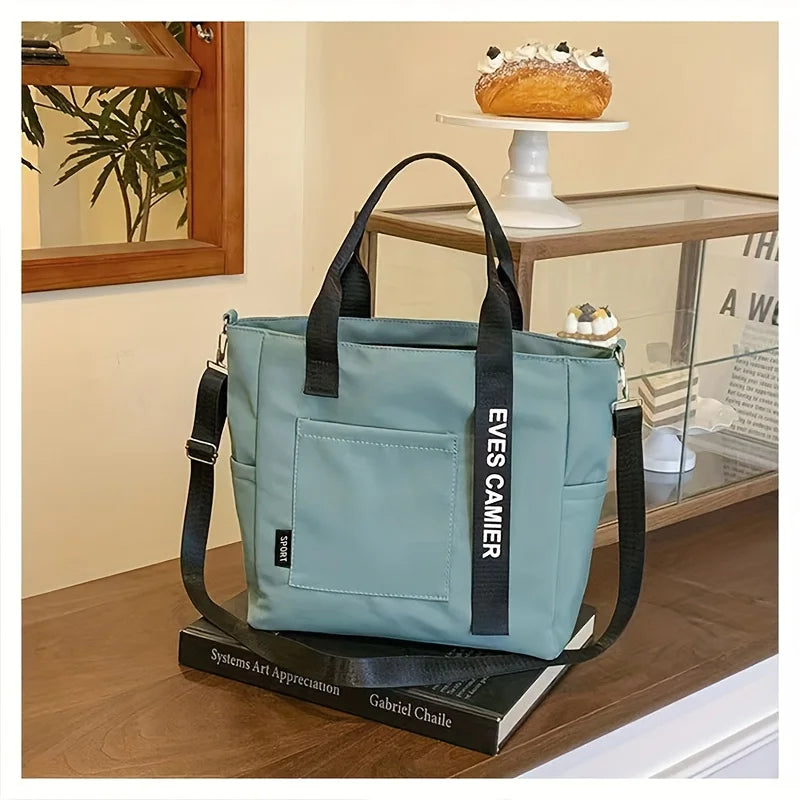 Nylon Design Spacious Tote Bag Multiple Pockets Adjustable Crossbody Strap