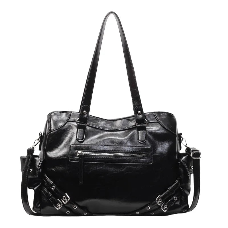 Large Capacity Shoulder Bag for Women with Front Zip Pocket